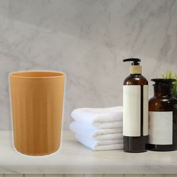 Bathroom Smooth Lines Wheat Straw Toothpaste Tumbler Yellow 4.09''x2.80'' - Picture 6 of 6